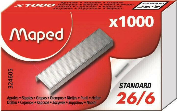 Скобы для степлера Скобы для степлера 26/6 Maped оцинкованные 20 листов5 упаковок по 1000 штук (сталь)