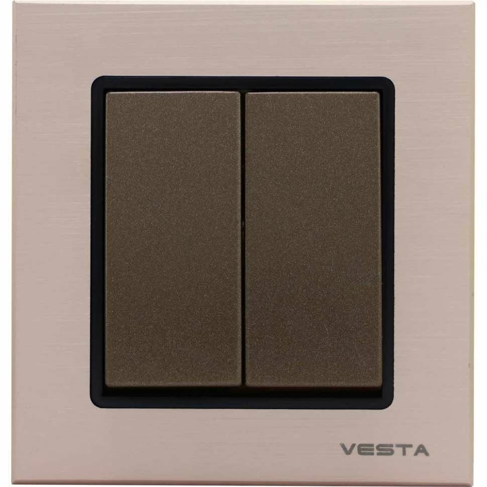 фото Двухклавишный выключатель Vesta Electric Exclusive Champagne Metallic FVK050204BSH