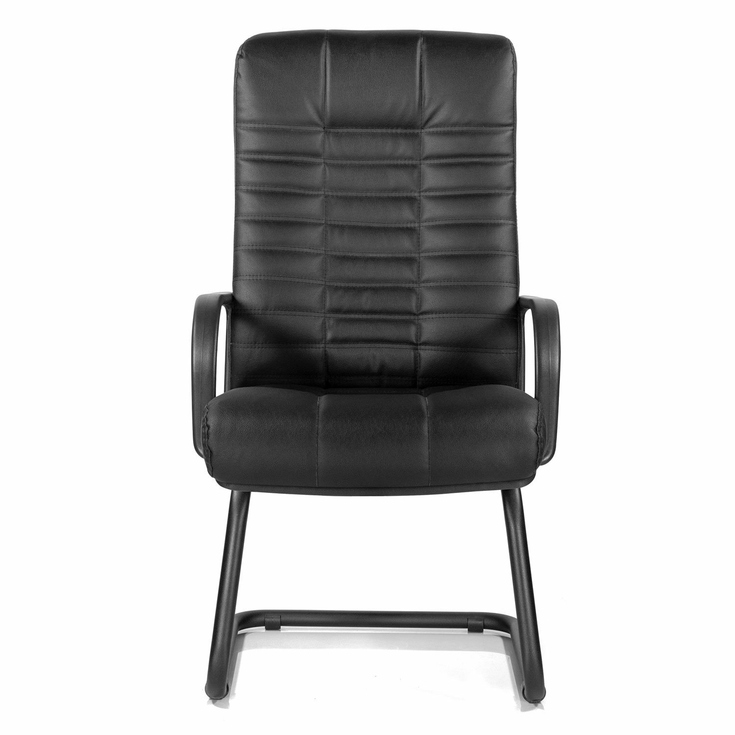 Кресло для приемных и переговорных "Атлант", кожа, черное - фотография № 3