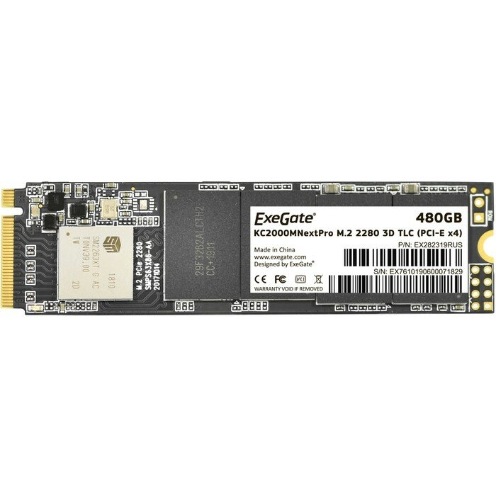 EXEGATE SSD M.2 480GB NextPro KC2000TP480 PCIe Gen3x4, NVMe, 22x80mm, 3D TLC EX282319RUS