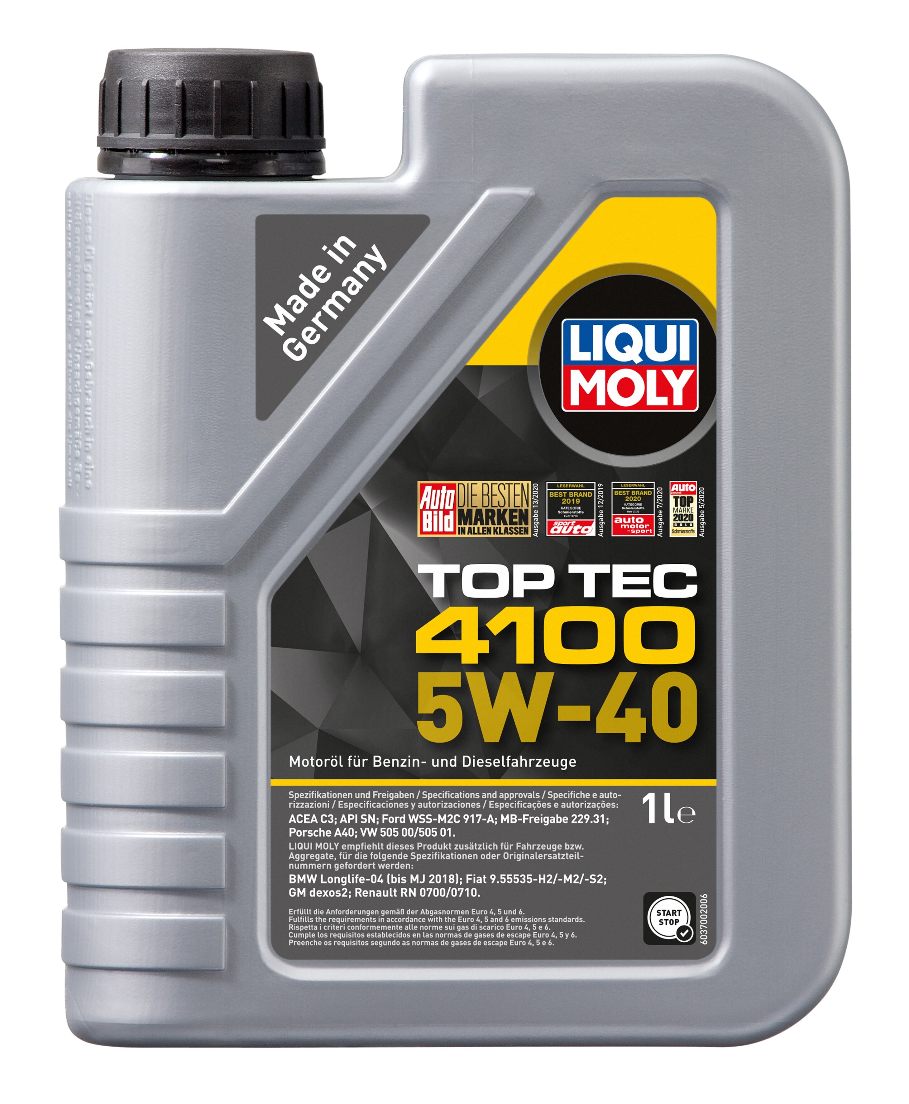 HC-синтетическое моторное масло LIQUI MOLY Top Tec 4100 5W-40