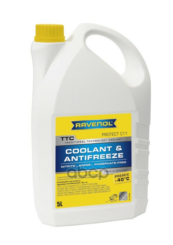 Антифриз Готовый К Прим. Жёлтый Ravenol Ttc Traditional Technology Coolant Premix ( 5л) Ravenol арт. 141010500501999