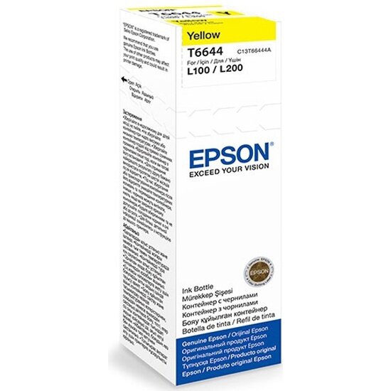 Контейнер EPSON C13T66444A с желтыми чернилами для L100/L200