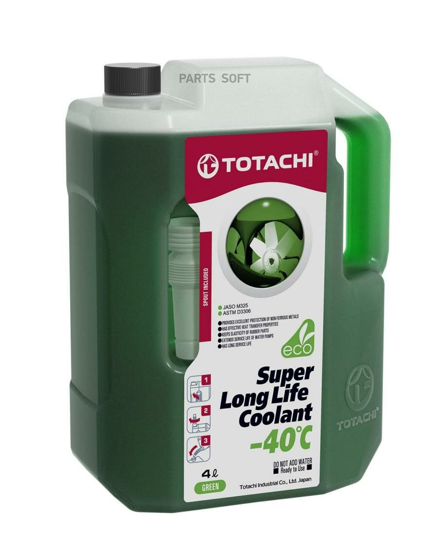 TOTACHI 41604 Жидкость охлаждающая низкозамерзающая SUPER LONG LIFE COOLANT Green -40C 4л