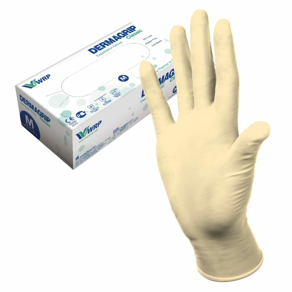 фото Латексные смотровые перчатки Dermagrip Classic