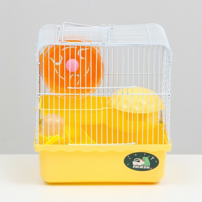 Пижон Клетка для грызунов "Пижон", 23 х 17 х 26 см, эмаль, жёлтая - фотография № 2