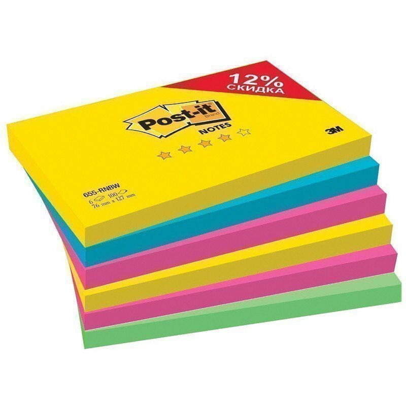   Post-it " ", 76*127, 4 , 6 *100 3M 655-RNBW