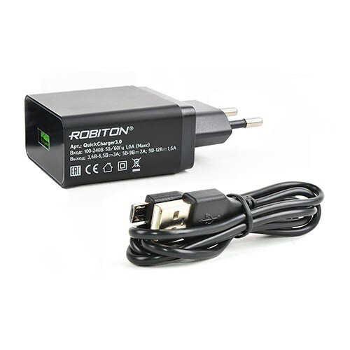 Зарядное устройство ROBITON QuickCharger3.0 + MicroUSB, 1м BL1