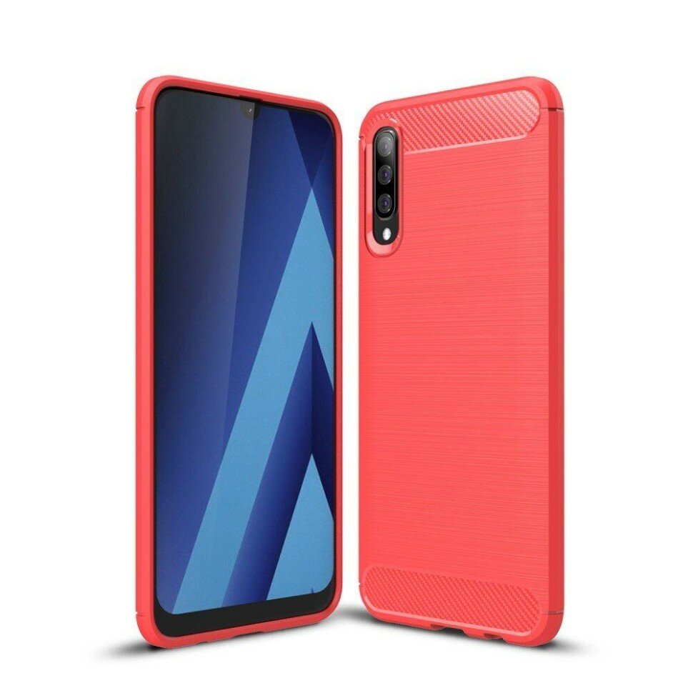 Чехол-накладка Carbon Fibre для Samsung Galaxy A50 / Galaxy A50s / Galaxy A30s (красный)