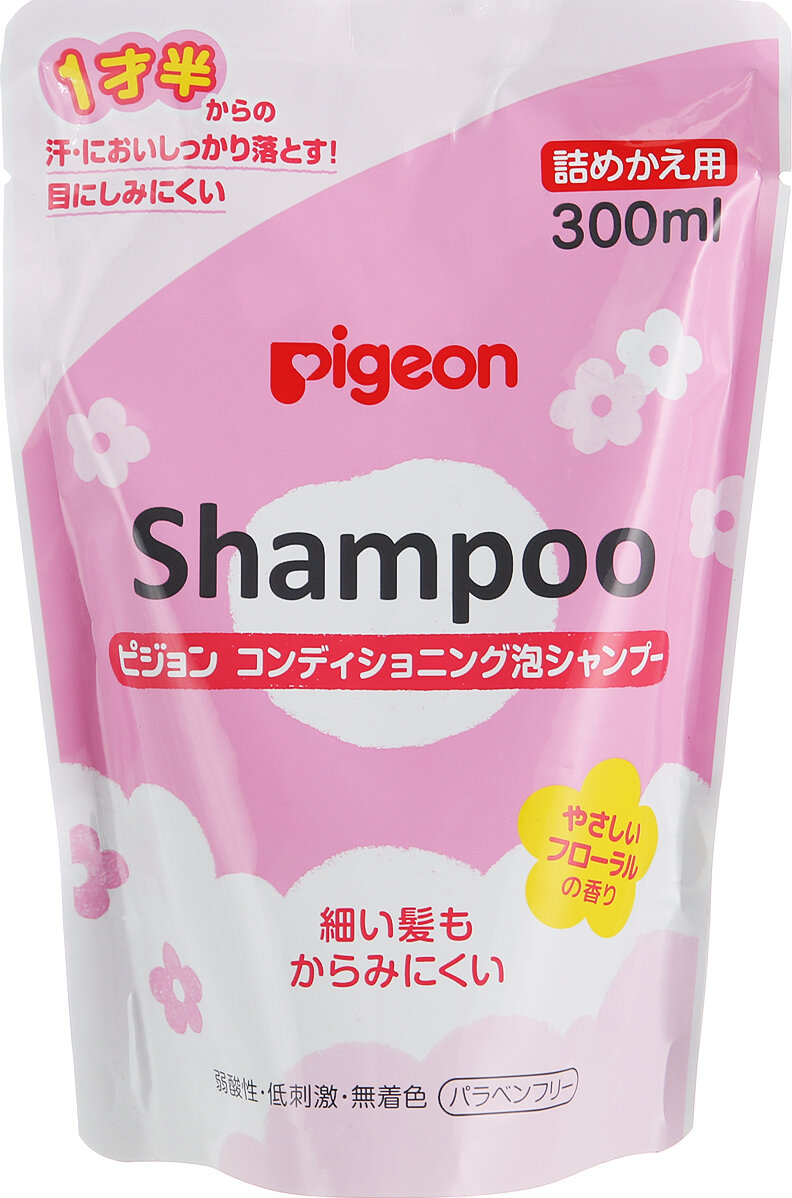 "PIGEON Шампунь-пенка ""Bubble Shampoo"" с кондиционером возраст с 1,5 лет сменная упаковка 300 мл 1 шт"