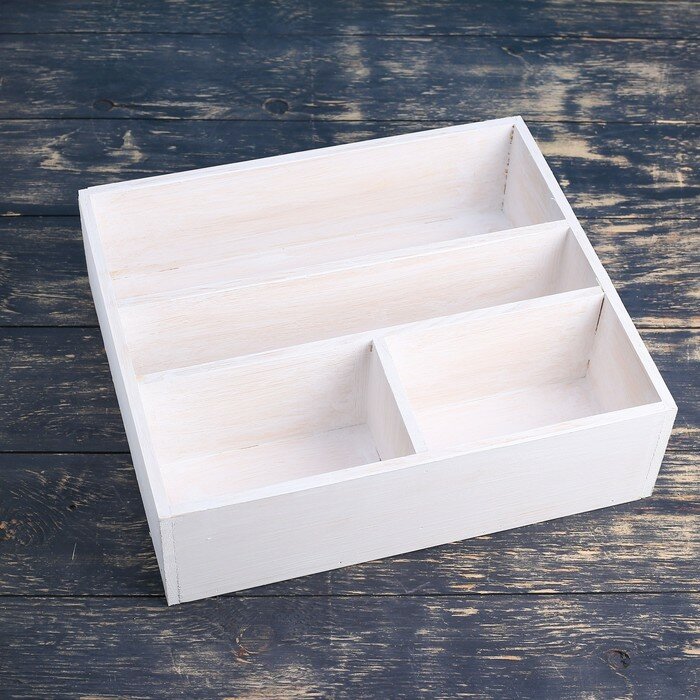 Дарим Красиво Ящик деревянный 34.5×30×10 см подарочный комодик, белая кисть - фотография № 2