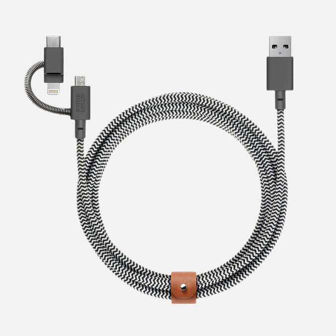 Кабель Native Union 3-In-1 Charging Apple Lightning/USB Type-C/Micro-USB серый , Размер ONE SIZE