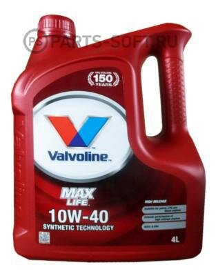 VALVOLINE 872296 Масло моторное полусинтетическое MAXLIFE 10W40 API SN/CF ACEA A3/B4 4л