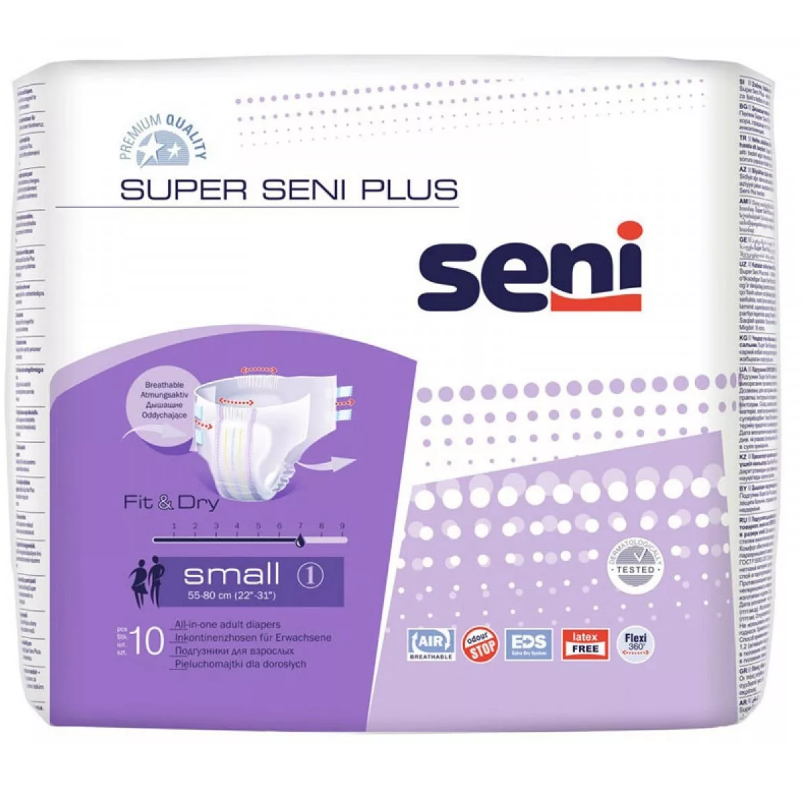 Seni Super Plus подгузники р.S №10 (7 капель)