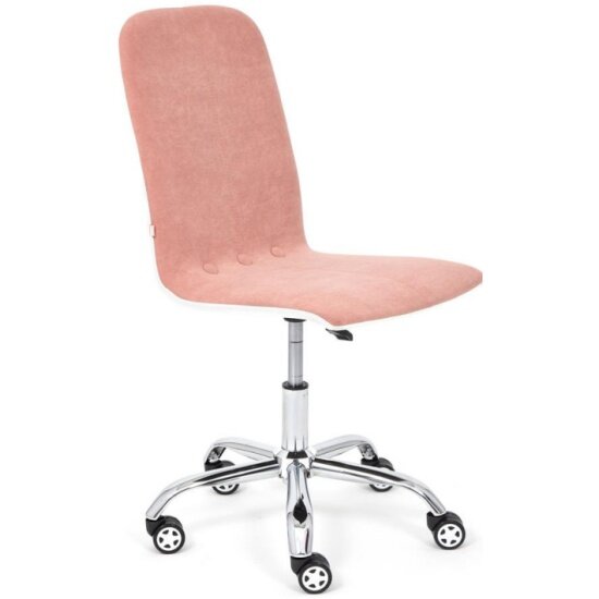 Кресло офисное TETCHAIR RIO, флок/кож/зам , розовый/белый, 137/36-01