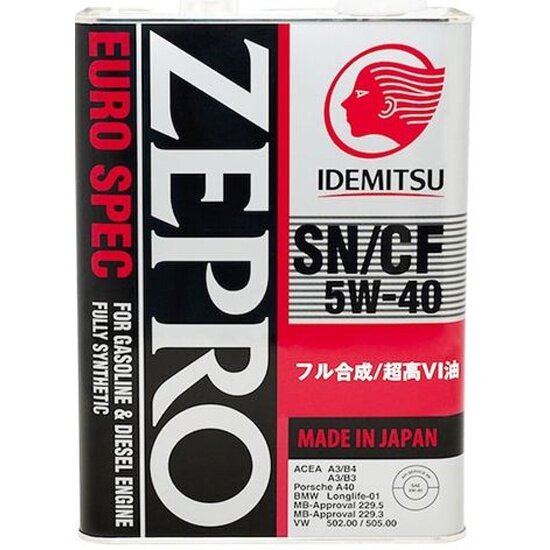 Моторное масло IDEMITSU Zepro Euro Spec 5W-40, синтетическое, 4 л