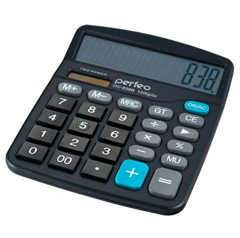 Настольный калькулятор Калькулятор Perfeo PF_3288 бухгалтерский 12-разрядов GT черный (DC-838B)