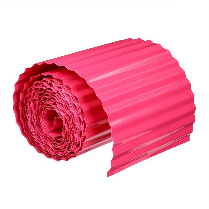 Лента бордюрная Greengo 0,2х9 м, толщина 0,6 мм, пластиковая, гофра, розовая - фотография № 1