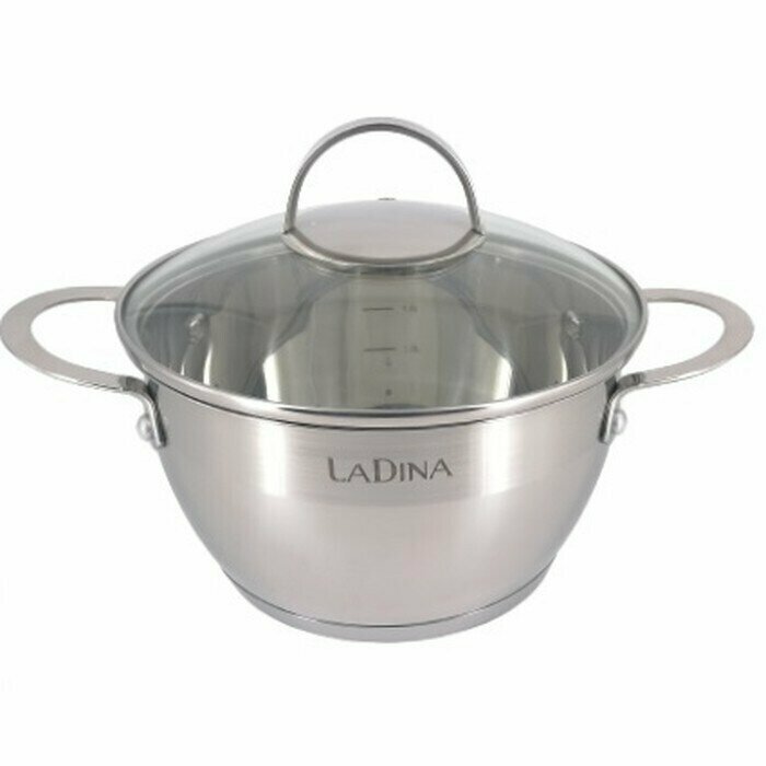 Кастрюля из нержавеющей стали "LaDina" DIANA 68024, 5 л, нержавеющая сталь, крышка в комплекте