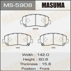 Колодки тормозные дисковые передние Mazda CX-5 12>17 Masuma MS5908