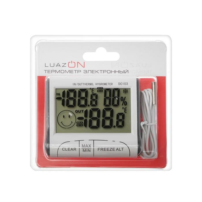 Luazon Home Термометр Luazon LTR-15, электронный, 2 датчика температуры, датчик влажности, белый - фотография № 6