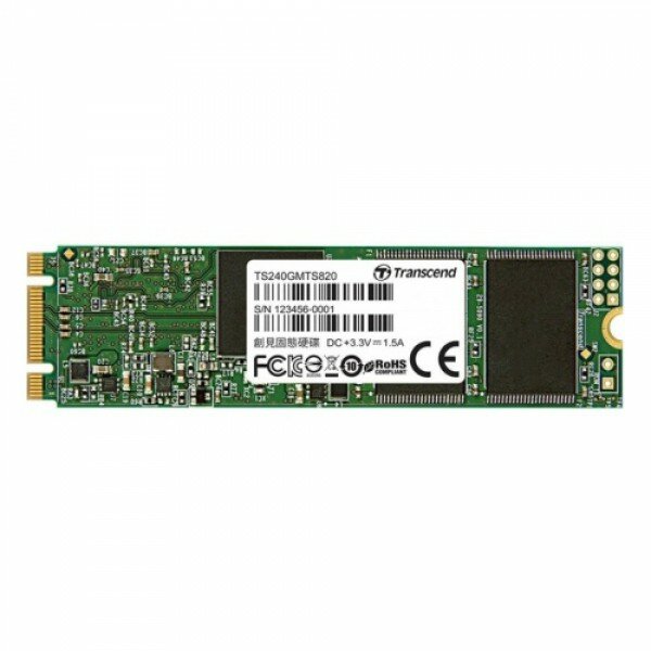 Жесткий диск SSD M.2 Transcend 240Gb MTS820 (SATA3, up to 560/340MBs, 85000 IOPs, 3D TLC, 22х80мм) (TS240GMTS820S)