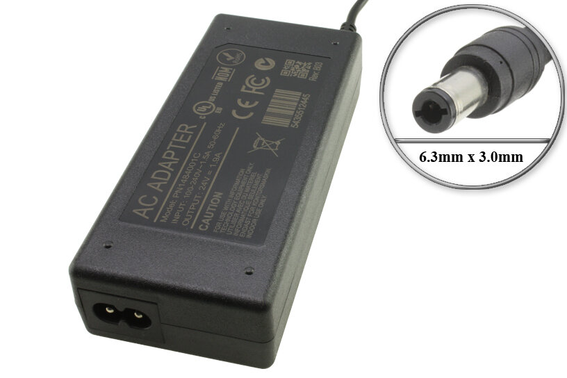 Адаптер (блок) питания 24V, 1.9A (max. 3A), 72W, 6.3mm x 3.0mm (AD-2436PH1, PN LD1484001), для сканеров Brother и др.
