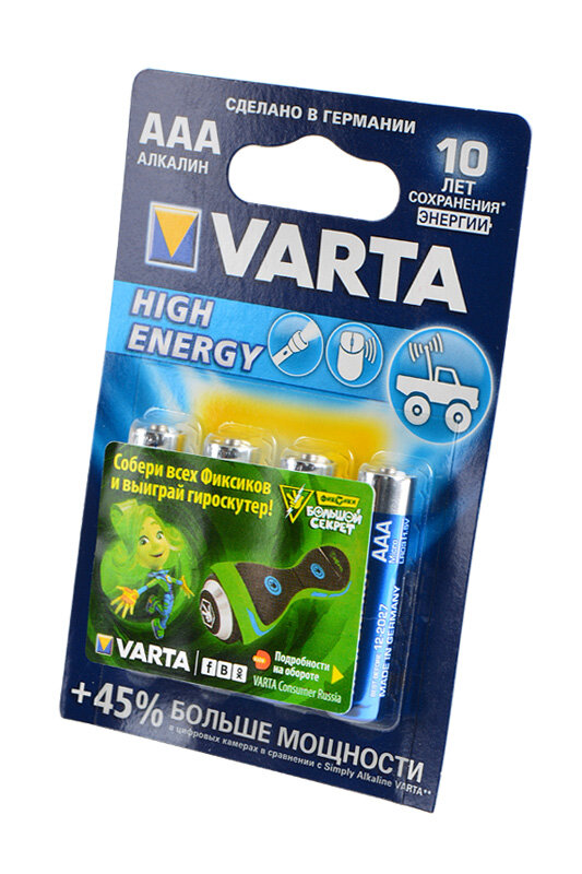 VARTA Батарейка VARTA HIGH ENERGY LR03 BL4, 4шт (4903)