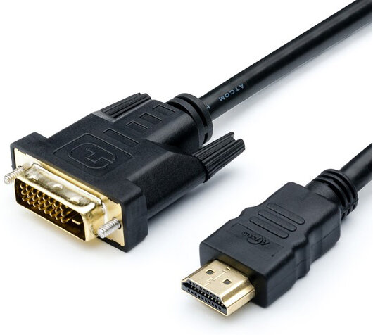 Кабель HDMI - DVI 3 m (24 pin, 2 феррита, черный, пакет), AT3810