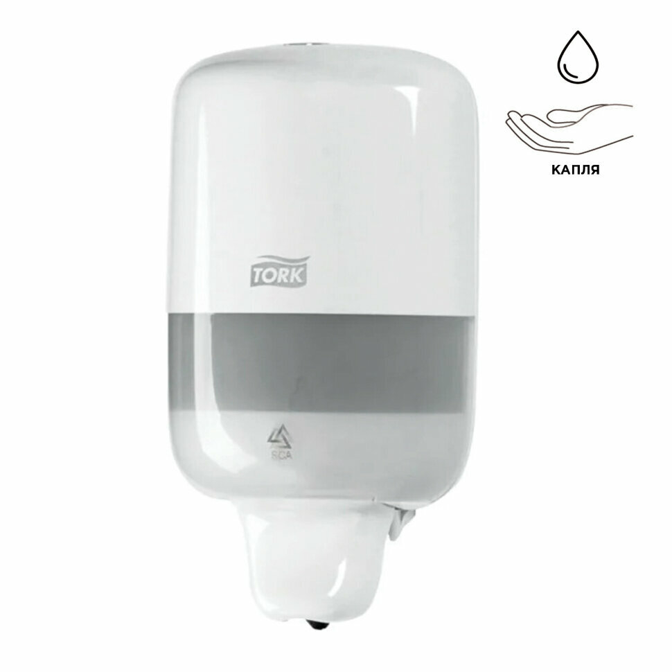 Дозатор для жидкого мыла TORK (Система S2) Elevation, 0,5 л, mini, белый, 561000, 600232 - фотография № 1