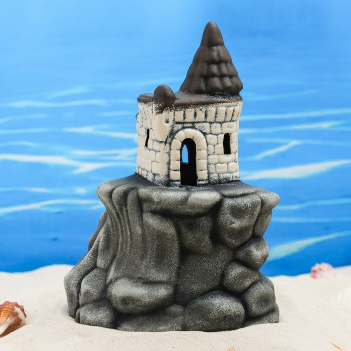 Декор для аквариума "Замок в скале", керамический, 18 x 14 x 22 см, белый - фотография № 1