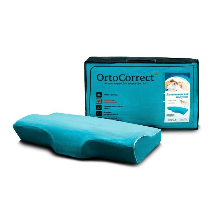 OrtoCorrect Ортопедическая подушка с эффектом памяти OrtoCorrect IDEAL с центральной П-образной выемкой 58х32 - фотография № 1