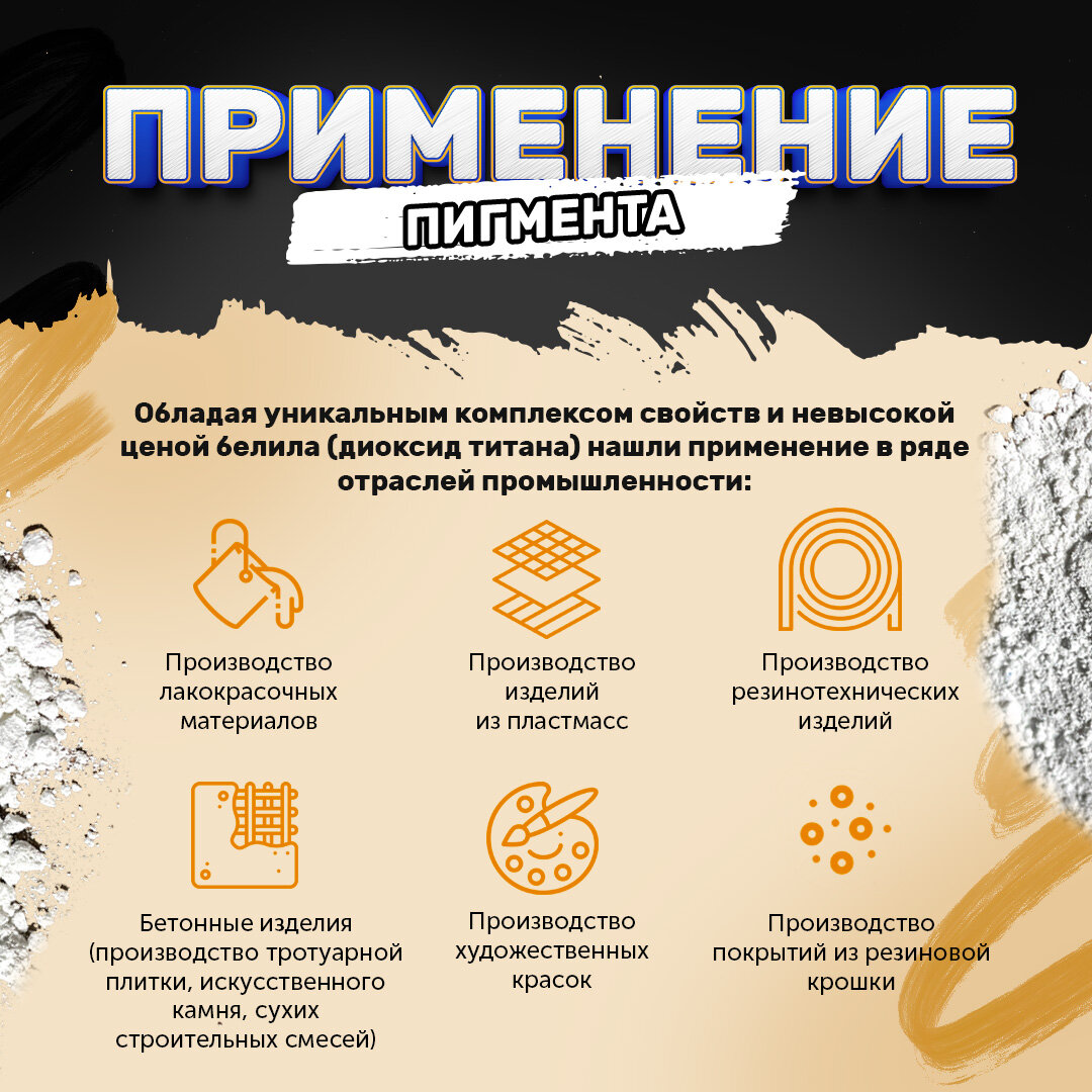 Пигмент диоксид титана белый / TITANIUM DIOXID, для бетона, гипса, эпоксидной смолы, красок, творчества - 1 кг - фотография № 4