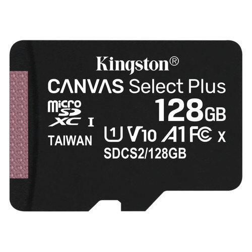 Карта памяти microSDXC UHS-I U1 Kingston Canvas Select Plus 128 ГБ, 100 МБ/с, Class 10, SDCS2/128GBSP, 1 шт., переходник без адаптера