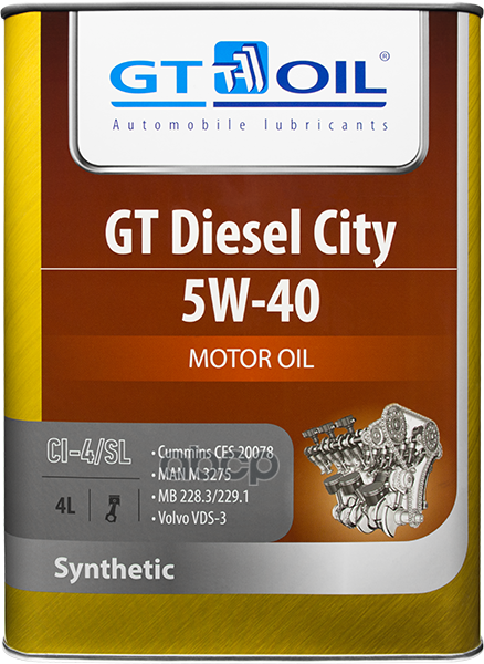 GT OIL Масло Моторное Синт. Gt Diesel City 5w-40, 4л 8809059408001