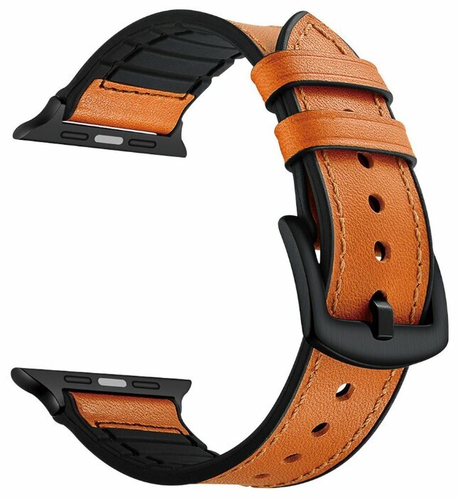 Комбинированный ремешок Lyambda Antares для Apple Watch 38/40 mm Orange brown