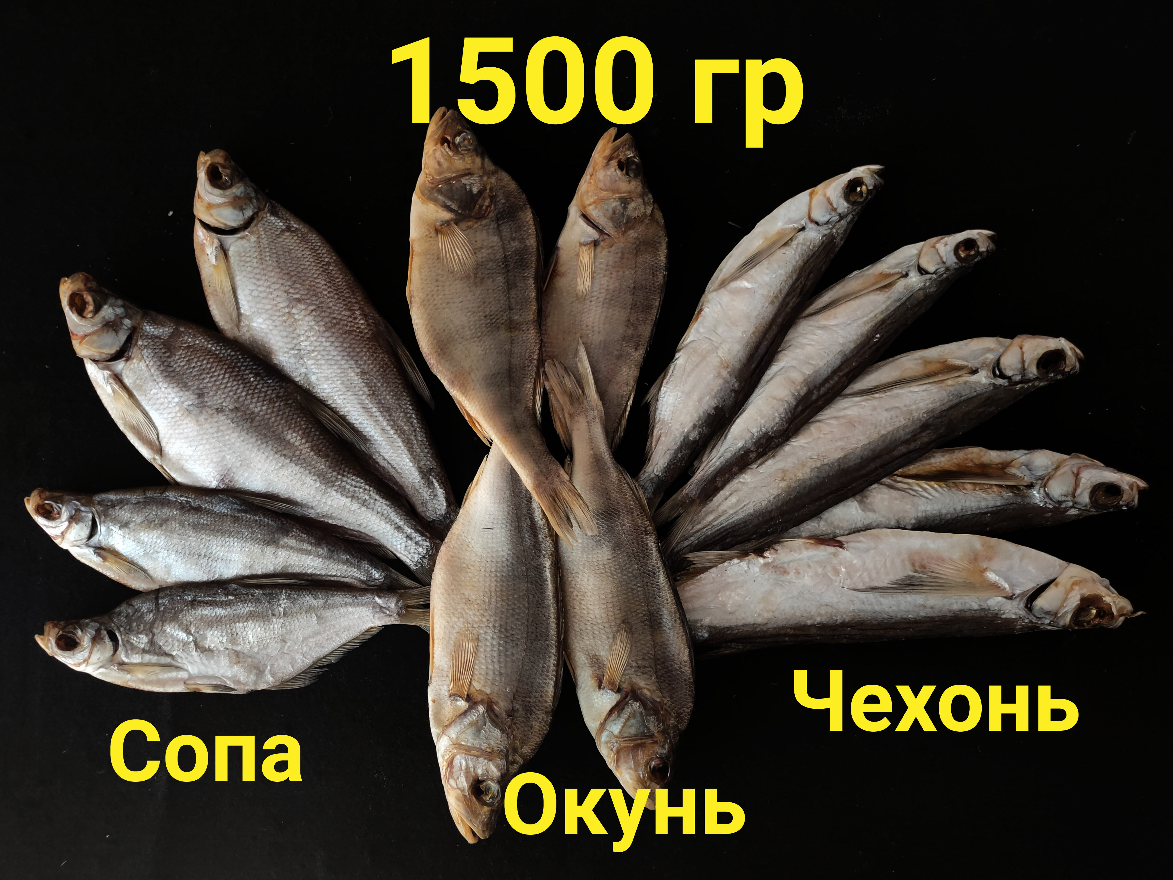Рыбный набор №19, 1.5кг (Сопа 500гр +Чехонь 50гр + Окунь 500гр), Астраханская вяленая рыба - фотография № 1