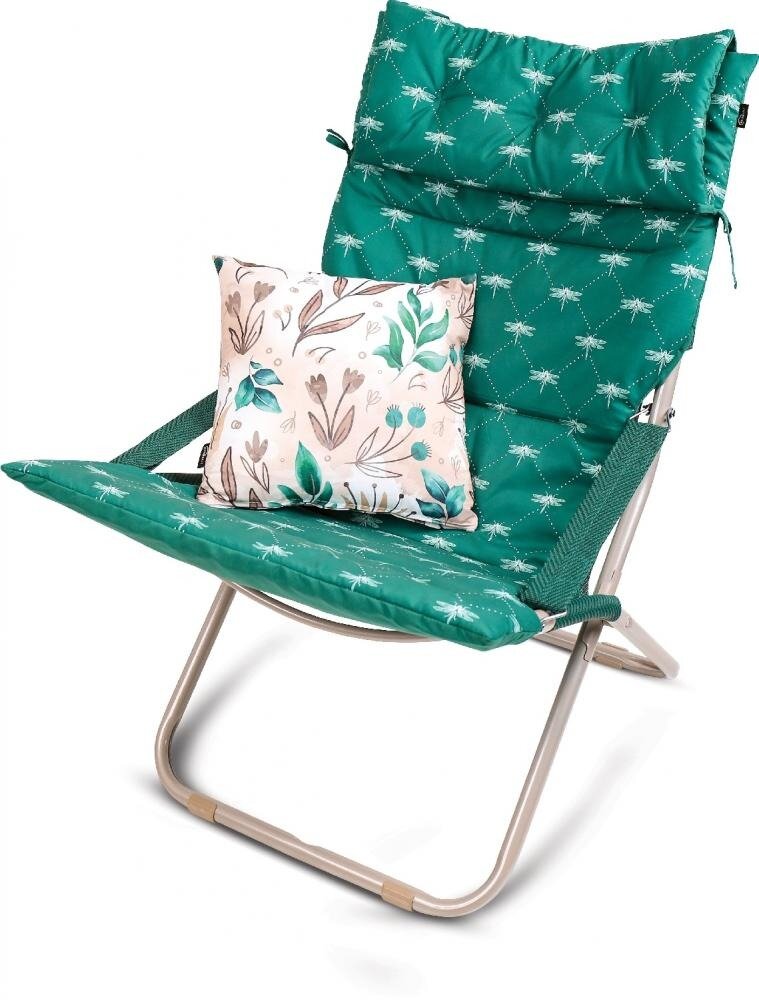 Кресло-шезлонг Nika ННК6/G складное мягкое садовое с матрасом подушкой и подлокотниками для дома дачи и пикника
