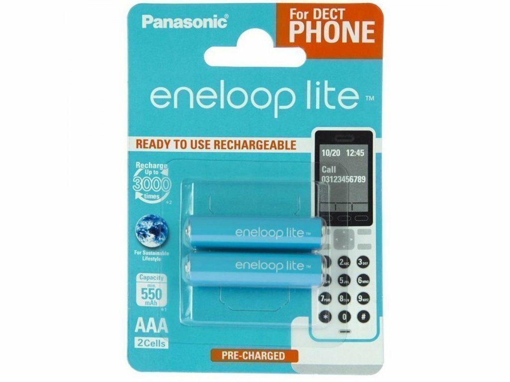 Аккумуляторы Panasonic eneloop lite BK-4LCCE/2DE 550мАч AAA DECT BL2