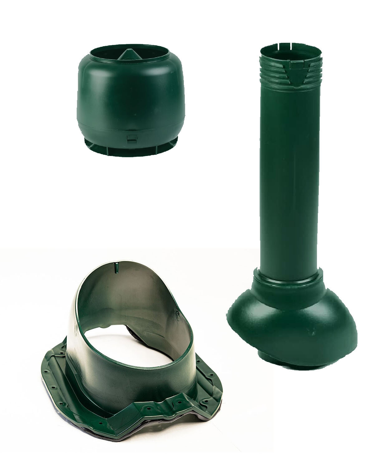 Комплект кровельной канализационной вентиляции поливент PROF-35 для металлопрофиля D110 H500, зеленый - фотография № 2