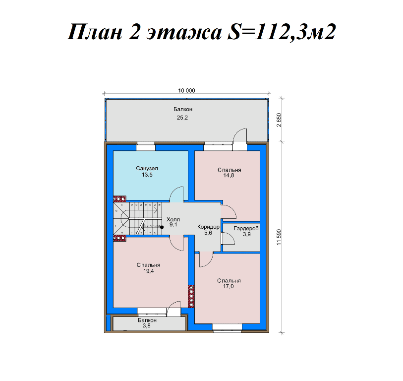 Проект жилого дома SD-proekt 15-0013 (261,9 м2, 14,55*12,86 м, газобетонный блок 375 мм, облицовочный кирпич) - фотография № 4
