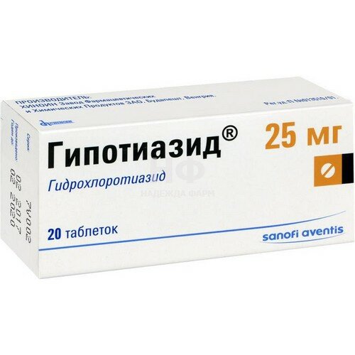 Мочегонные Санофи Гипотиазид таб 25 мг №20