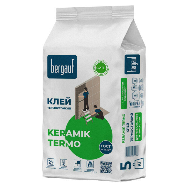 клей для керам.плитки BERGAUF Keramik Termo д/каминов 5кг, арт.556766