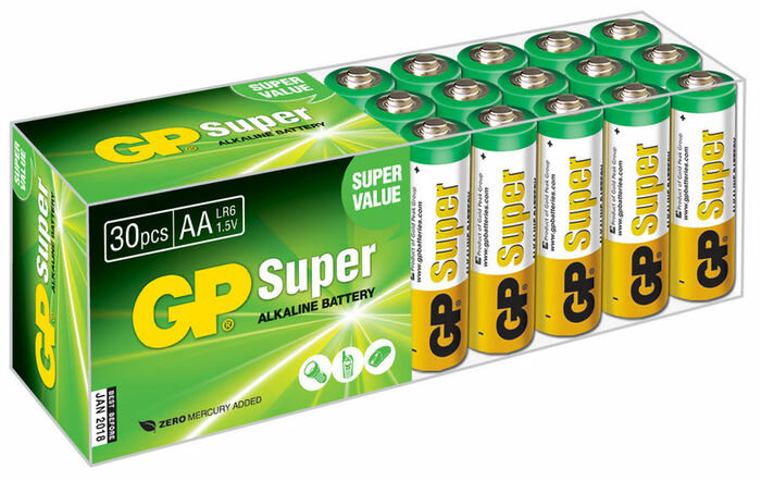 Батарейка GP Super Alkaline 15A LR6 AA (GP 15A-B30), 30 шт