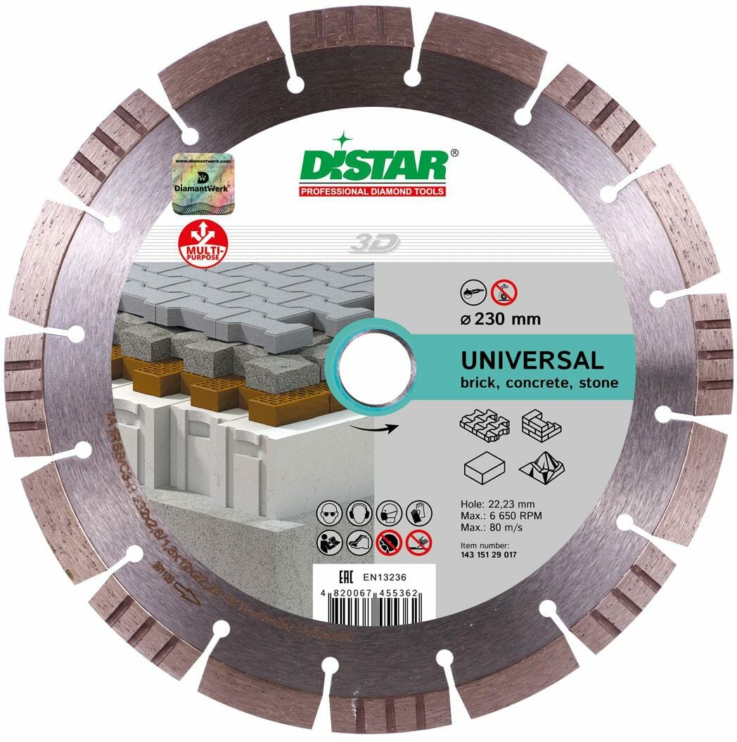 Алмазный отрезной диск по бетону Distar Bestseller Universal 230х2223x26 мм