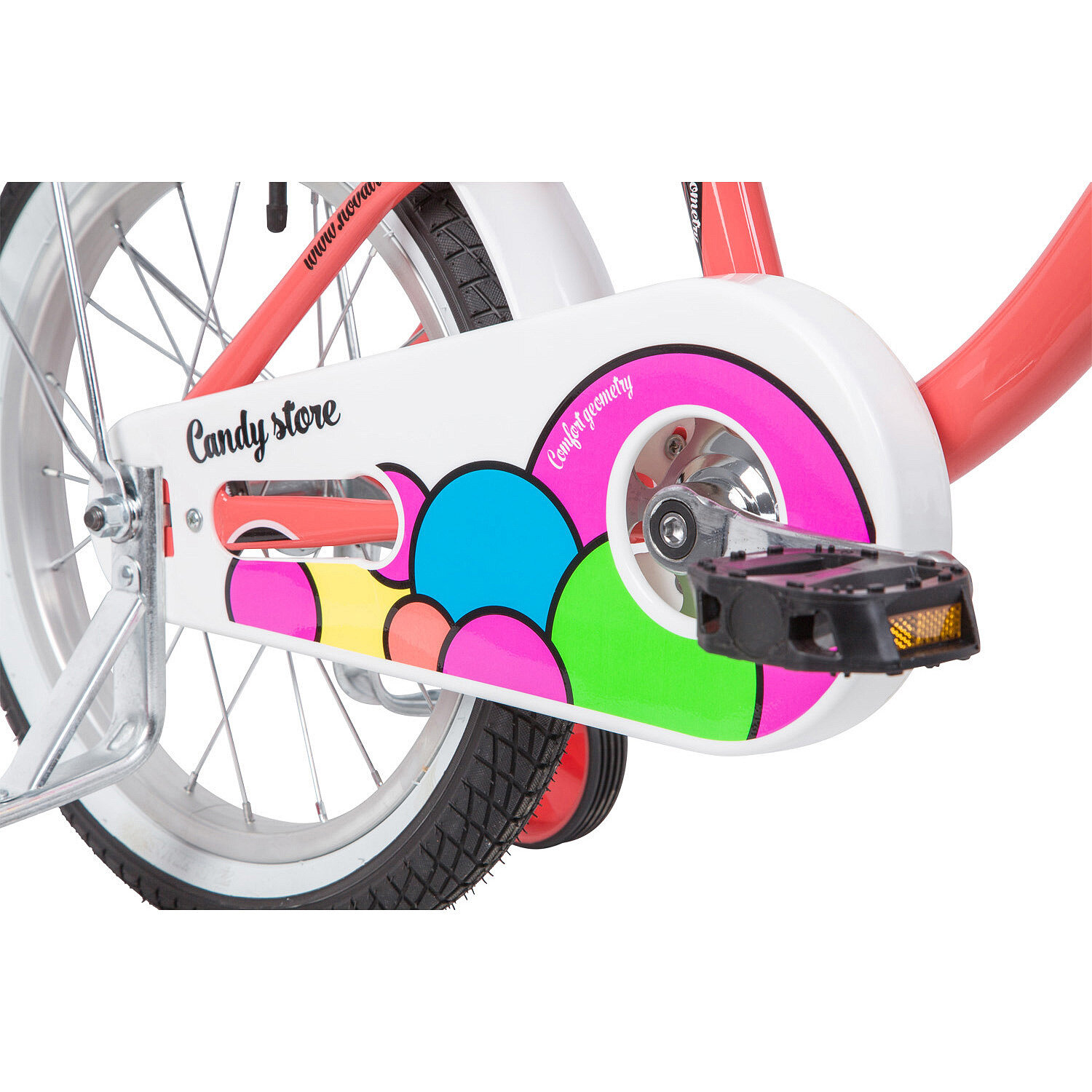 Велосипед Novatrack Candy городской рам.:11" кол.:16" коралловый/белый 11кг (165CANDY.CRL9) - фото №5