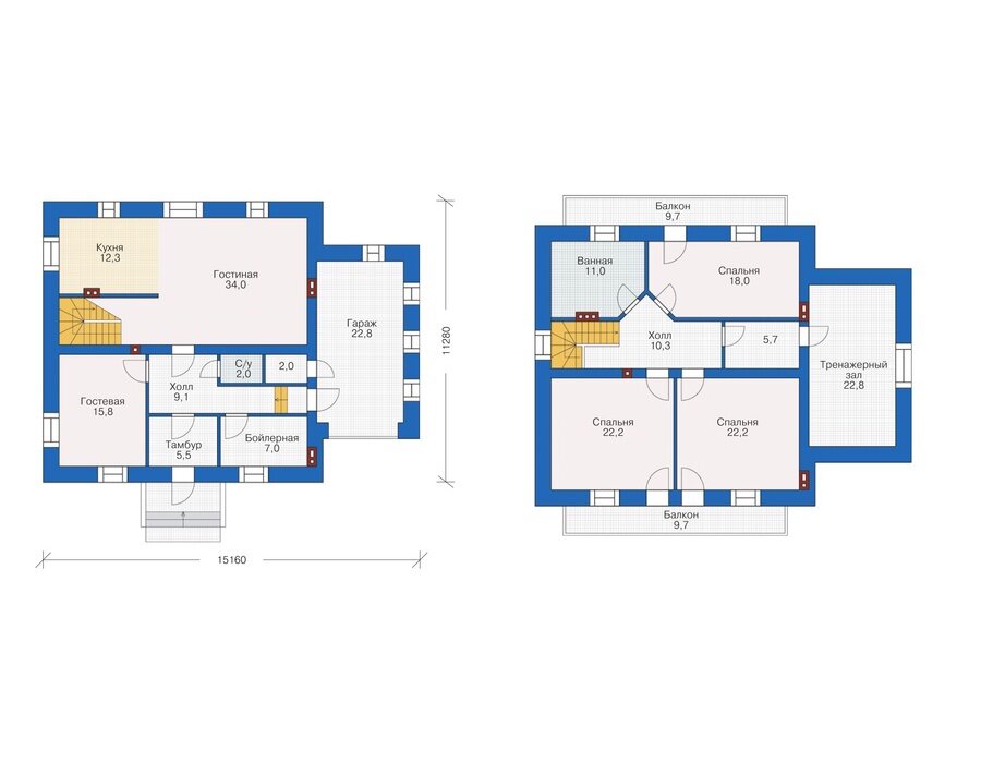 Проект дома Plans-38-12 (223 кв.м, кирпич 640мм) - фотография № 3