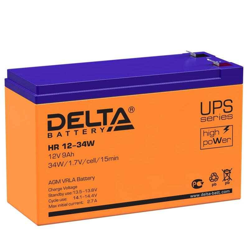 Аккумулятор UPS 12В 9А.ч Delta HR 12-34 W rs-HR 12-34 W