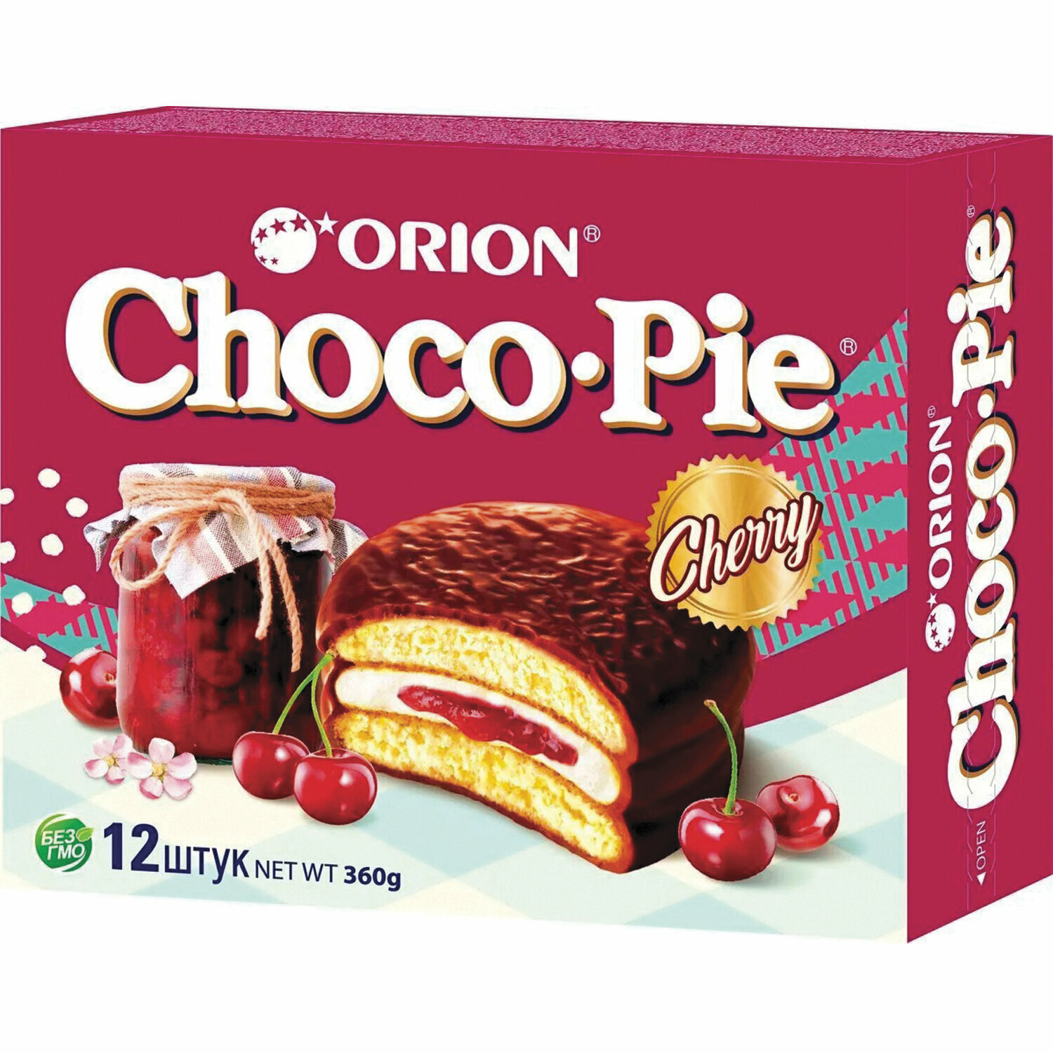 Печенье ORION "Choco Pie Cherry" вишневое 360 г (12 штук х 30 г), О0000013004 - фотография № 1