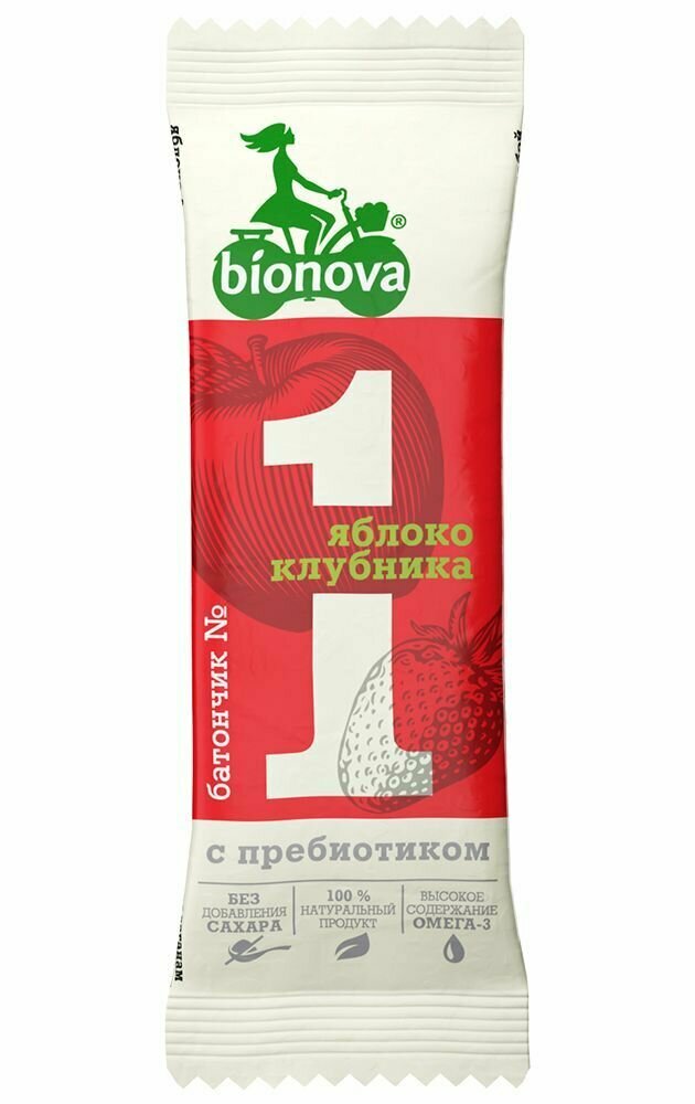 Bionova Фруктово-ягодные батончики яблоко-клубника - фотография № 2